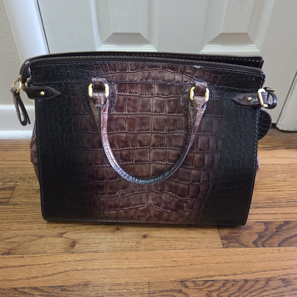 Mottini Newport Beach Crocodile-Embossed Leather Satchel - Picture 3 of 16